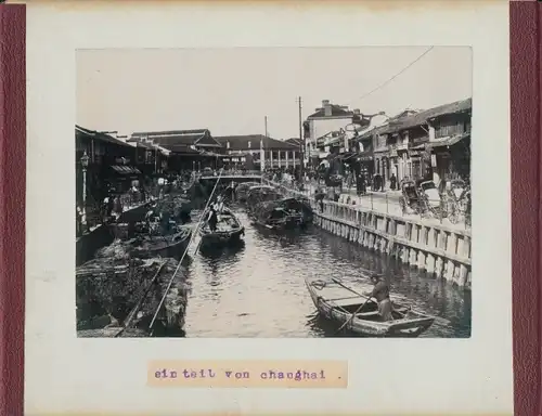 Foto Shanghai China, Boxeraufstand, um 1900, Teilansicht, Rücks.: Woosung, Hafenpartie