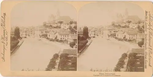 Stereo Foto Thun Kanton Bern, Teilansicht der Stadt