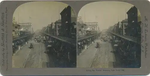 Stereo Foto New York City USA, Along the Noted Bowery