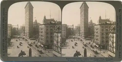 Stereo Foto New York City USA, Broadway, Flatiron Building, skyscraper