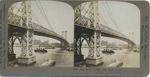 Stereo Foto New York City USA, East River Bridge