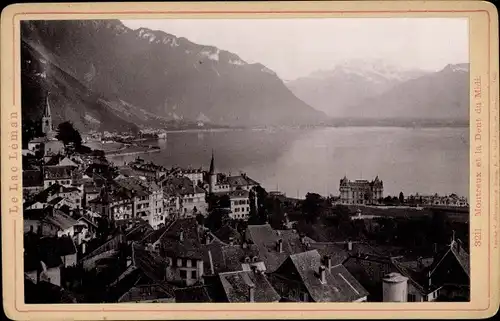 Kabinettfoto Montreux Kt Waadt Schweiz, Blick auf den Ort, Dent du Midi