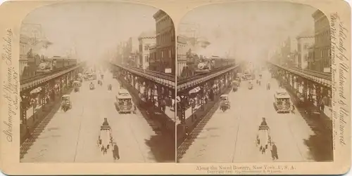 Stereo Foto New York City USA, Along the noted Bowery