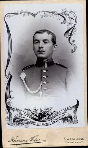 CdV Sarreguemines Saargemünd Lothringen Moselle, Deutscher Soldat, Portrait, Kaiserzeit