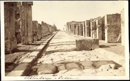 Foto Pompeji Campania, um 1865, Straße, Römische Ausgrabungsstätte, Ruinen