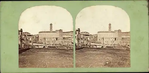 Stereo Foto Roma Rom Lazio, um 1870, Campo Vaccino, Forum Romanum, Römische Ausgrabungsstätte