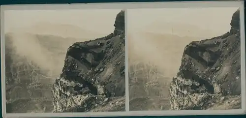 Stereo Foto Vesuv Campania, um 1910, Vulkan, Krater