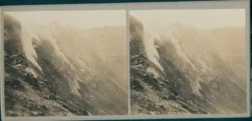 Stereo Foto Vesuv Campania, um 1910, Vulkan, Krater