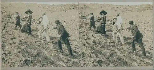 Stereo Foto Vesuv Kampanien Italien, Besteigung, Vulkan, Ausflug, Weltreise 1914