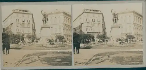 Stereo Foto Genova Genua Liguria, Vittorio Emmanuel II. Denkmal, Weltreise 1914