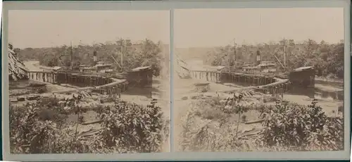 Stereo Foto Venezuela, Dampfer SS Berlin, Regenwald, Eisenbahngleise, Weltreise 1914