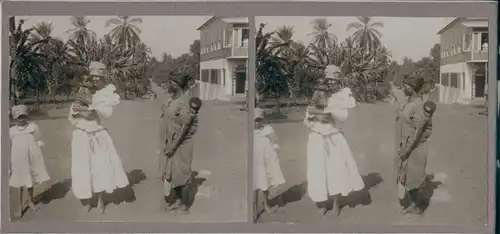 Stereo Foto Waterloo Sierra Leone, Afrikanische Mütter mit ihren Kindern, Weltreise 1914