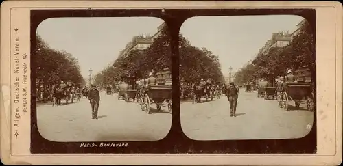 Stereo Foto Paris, Boulevard, Kutschen