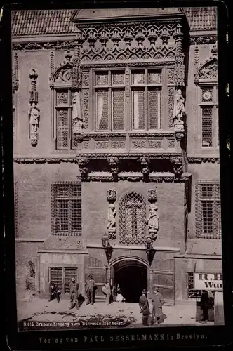Kabinettfoto Wrocław Breslau Schlesien, Schweidnitzer Keller, Eingang