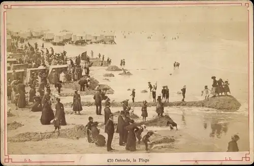 Kabinettfoto Ostende Westflandern, La Plage, Strandpartie