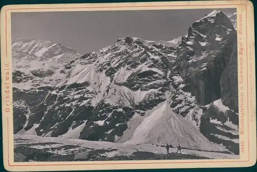 Kabinettfoto Grindelwald Kt. Bern Schweiz, Mönchsgletscher, Schwarzer Eiger, Eismeer