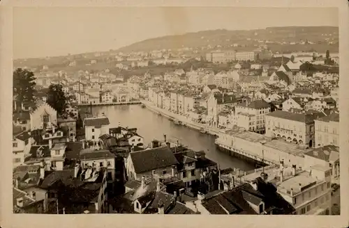 Kabinettfoto Zürich Stadt Schweiz, 1881, Gesamtansicht aus der Vogelschau