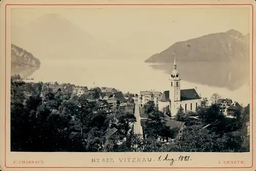 Kabinettfoto Vitznau Kanton Luzern, Gesamtansicht, Kirche