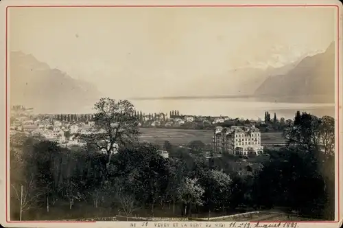 Kabinettfoto Vevey Kanton Waadt, 1881, Vue generale, La Dent du Midi