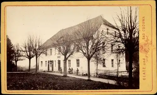 CdV Długopole Zdrój Bad Langenau Bystrzyca Kłodzka Habelschwerdt, um 1875, Cafe Merkur