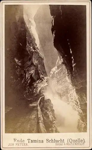 Foto Pfäffers Kanton St. Gallen Schweiz, Ende der Taminaschlucht, Quelle, 1885
