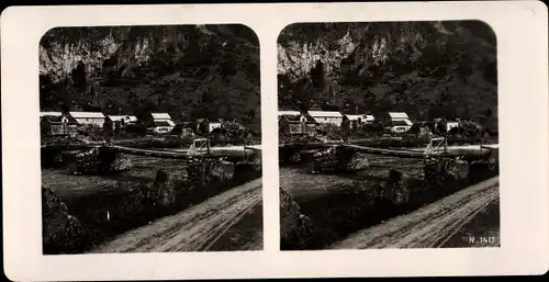 Stereo Foto Naerodal Norwegen, Ortspartie im Nerotal