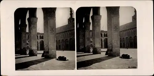 Stereo Foto Damaskus Syrien, Hof in der Moschee