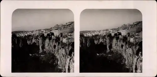 Stereo Foto Constantine Algerien, Panorama von der Brücke