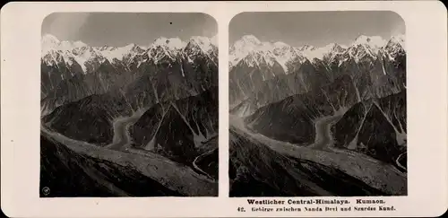 Stereo Foto Indien, Westlicher Zentral Himalaya, Kumaon, Gebirge, Nanda Devi