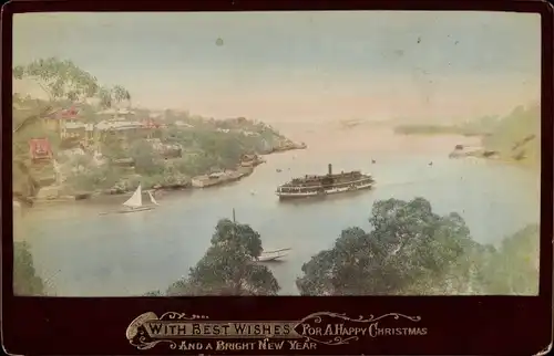 Kabinettfoto Manaus Brasilien, Glückwunsch Weihnachten, Dampfer, Manaus Bay