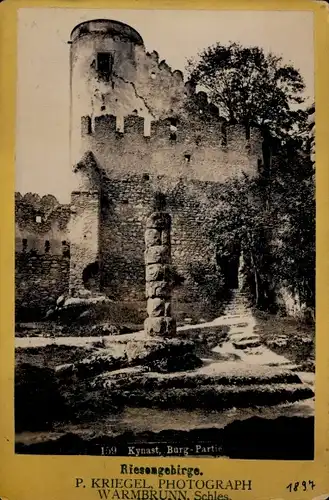 Kabinettfoto Sobieszów Hermsdorf Kynast Riesengebirge Schlesien, Burg
