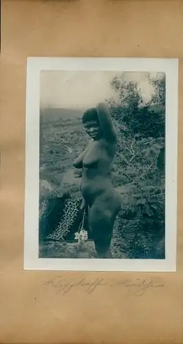 Foto um 1906, Namibia Deutsch Südwestafrika, Kaffernmädchen, Nackt, Barbusig