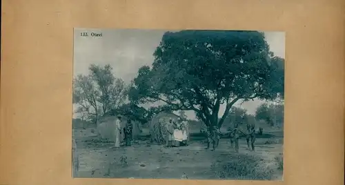 Foto um 1906, Otavi Namibia Deutsch Südwestafrika, Afrikanisches Dorf, Lehmhütten