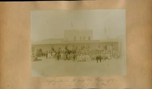 Foto um 1906, Swakopmund Namibia Deutsch Südwestafrika, 2. Ers. Komp., Festgottestdienst,Kasernenhof