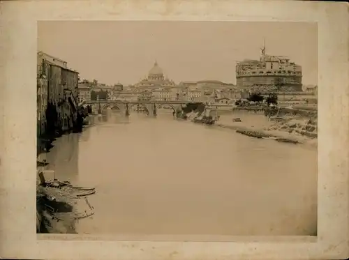 Foto um 1880, Roma Rom Lazio, Engelsburg, Castel San Angelo, Vatikan, Petersdom, Tiber