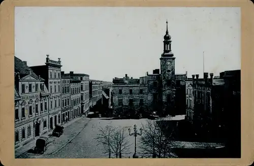 Kabinettfoto Boguszów Gottesberg Schlesien, Marktplatz, Kirche, Hotel zum preußischen Adler