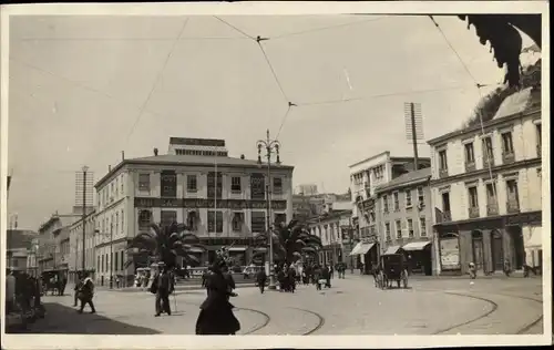 Foto Valparaíso Chile, Deutsche Apotheke, Neptunbrunnen, um 1920