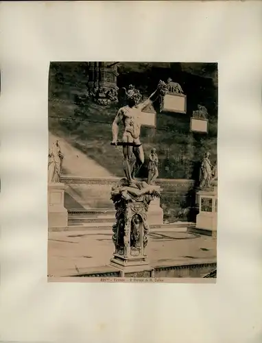 Foto um 1880, Firenze Florenz Toscana, Perseus von Benvenuto Cellini, Loggia dei Lanzi