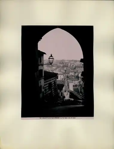 Foto um 1880, Perugia Umbria, Blick von oben auf die Stadt, Via Appia