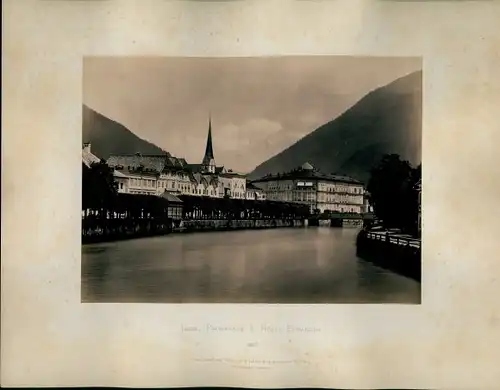 Foto um 1880, Bad Ischl in Oberösterreich, Promenade und Hotel Elisabeth