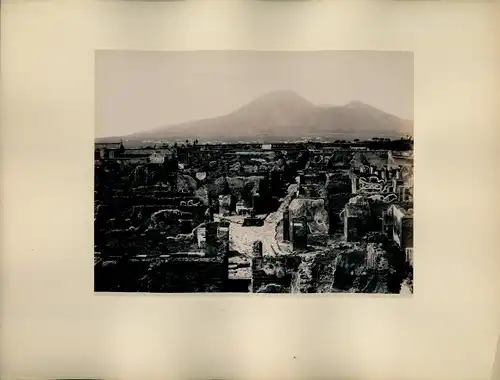 Foto um 1880, Pompei Campania, Panorama, Ruinen, historische Gebäude, Vesuv