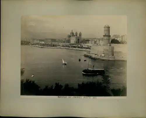 Foto um 1880, Marseille Bouches du Rhône, La Cathédrale Joliette, Hafen, Dampfer