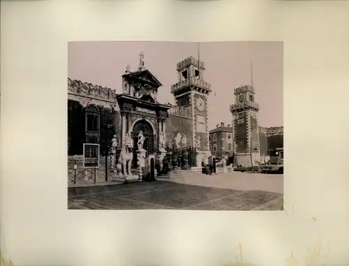 Foto um 1880, Venezia Venedig Veneto, Arsenale, Porta, Skulpturen