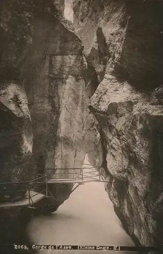 Foto Meiringen Kanton Bern, Gorge de l'Aare, Aareschlucht, Kleine Enge, August 1896
