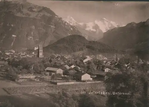 Foto Interlaken Unterseen Kanton Bern, Panorama, August 1895