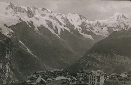 Foto Mürren Kanton Bern Schweiz, Kurhaus Mürren, Panorama, August 1896