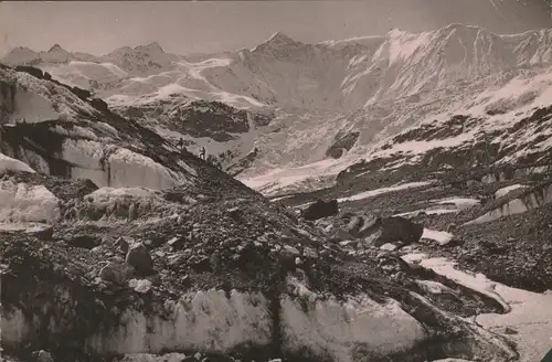 Foto Kanton Bern, Strahlegg und Fiescherhörner vom Eismeer, August 1896