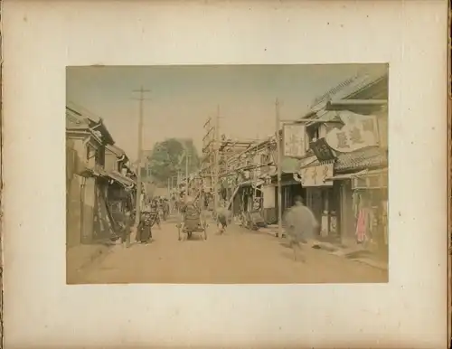 Foto Japan, Japanerinnen in Kimonos, Seil, Straßenszene