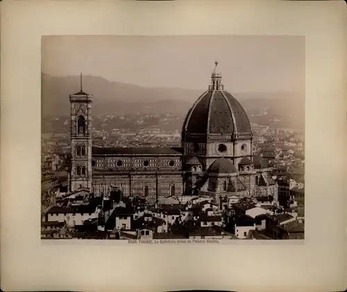 Foto um 1880, Firenze Florenz Toscana, la Cattedrale presa da Palazzo Vecchio