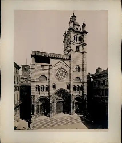 Foto um 1880, Genova Genua Ligurien, San Lorenzo, Frontalansicht